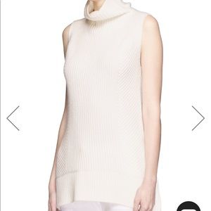 VINCE WOOL-CASHMERE SLEEVELESS TURTLENECK SWEATER